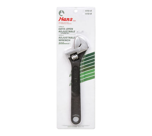 1172-08 ADJUSTABLE WRENCH 200MM 8" BLACK FINISH HANS
