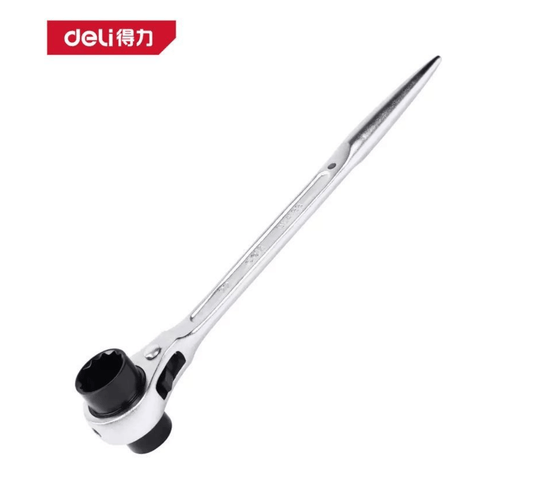 DL4190 Double Socket Ratchet Wrench 27X30mm (DELI) with black finish and heat-treated jaws for precision and durability.
