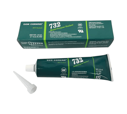 Dow Corning 732 Multi-Purpose Food Grade RTV Silicone Sealant tube and packaging