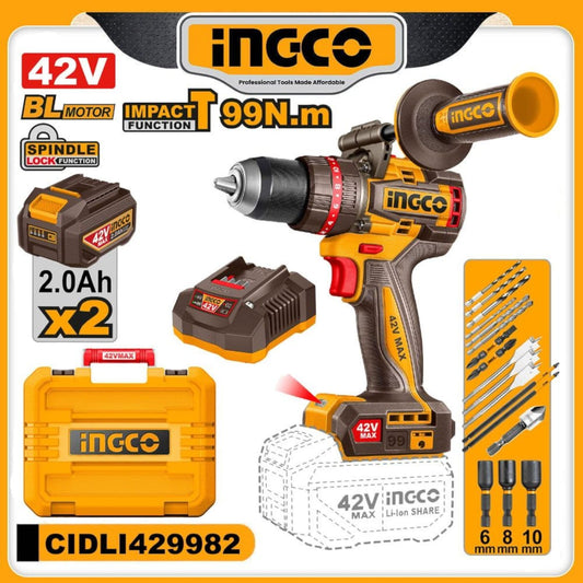 CIDLI429982 42V BRUSHLESS  CORDLESS IMAPACT DRIL 99N.M INGCO