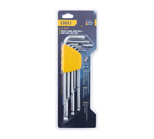 DL3088 9PCS LONG ARM BALL END HEX KEY SET (DELI)