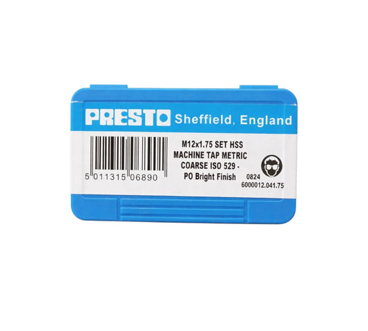 PRESTO M12X1.75 HAND TAP HSS SET OF 3PCS