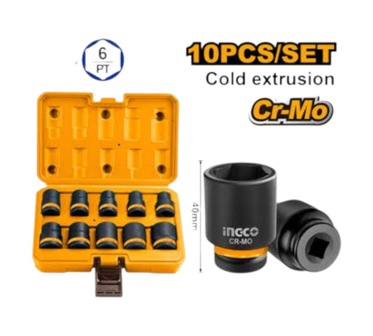 HKISSD12101 Impact socket set 10PCS 1/2" INGCO