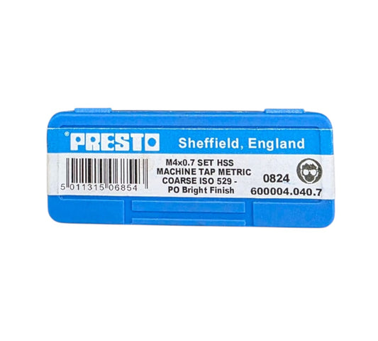 PRESTO M4X0.7 HAND TAP HSS SET OF 3PCS