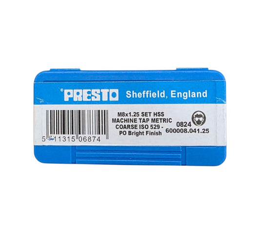 PRESTO M8X1.25 HAND TAP HSS SET OF 3PCS