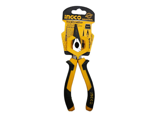 Ingco Long Nose Pliers Industrial HLNP28168 with yellow and black design.