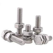 SYLIX ® 8MM Hex Head Stainless Steel bolt With Nut & Flat Washer 75mm (10 pcs) for durable construction and DIY applications.