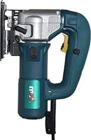Max Jig Saw J553 high-precision cutting tool for woodworking and versatile material cutting, showing side view of the tool's handle and motor.