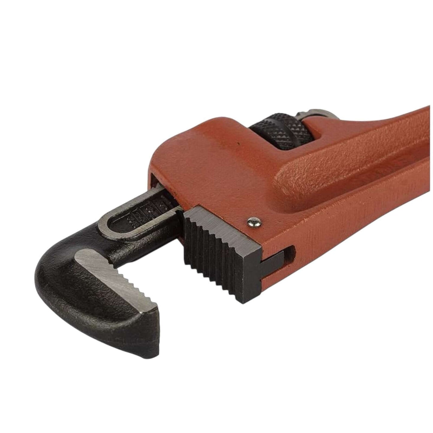 Close-up of 87-624 Heavy Duty Pipe Wrench 14″ Stanley showing the jaw and grip designed for plumbing tasks.