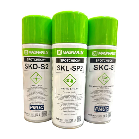SK-3 Kit Solvent Removable Visible Penetrant Testing Kit (MAGNAFLUX) including SKD-S2, SKL-SP2, and SKC-S cans
