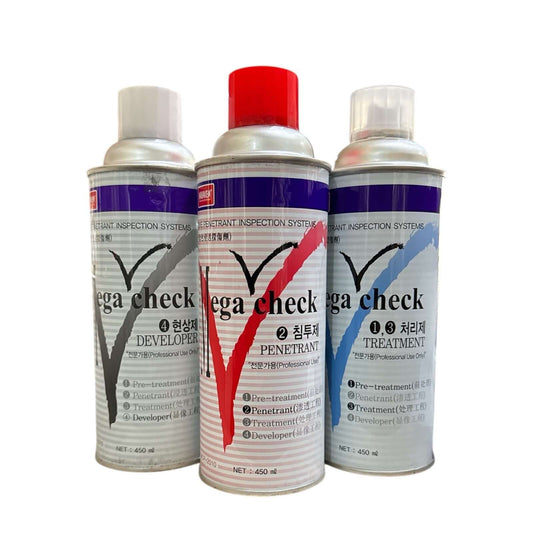 NABAKEM Mega Check Non-Destructive Testing Kit aerosol cans for surface crack detection