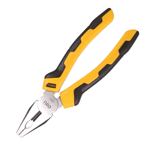 DL2008 Combination Plier 8″ (DELI) made from high-quality 55# carbon steel, ideal for gripping, twisting, cutting, bending wires.