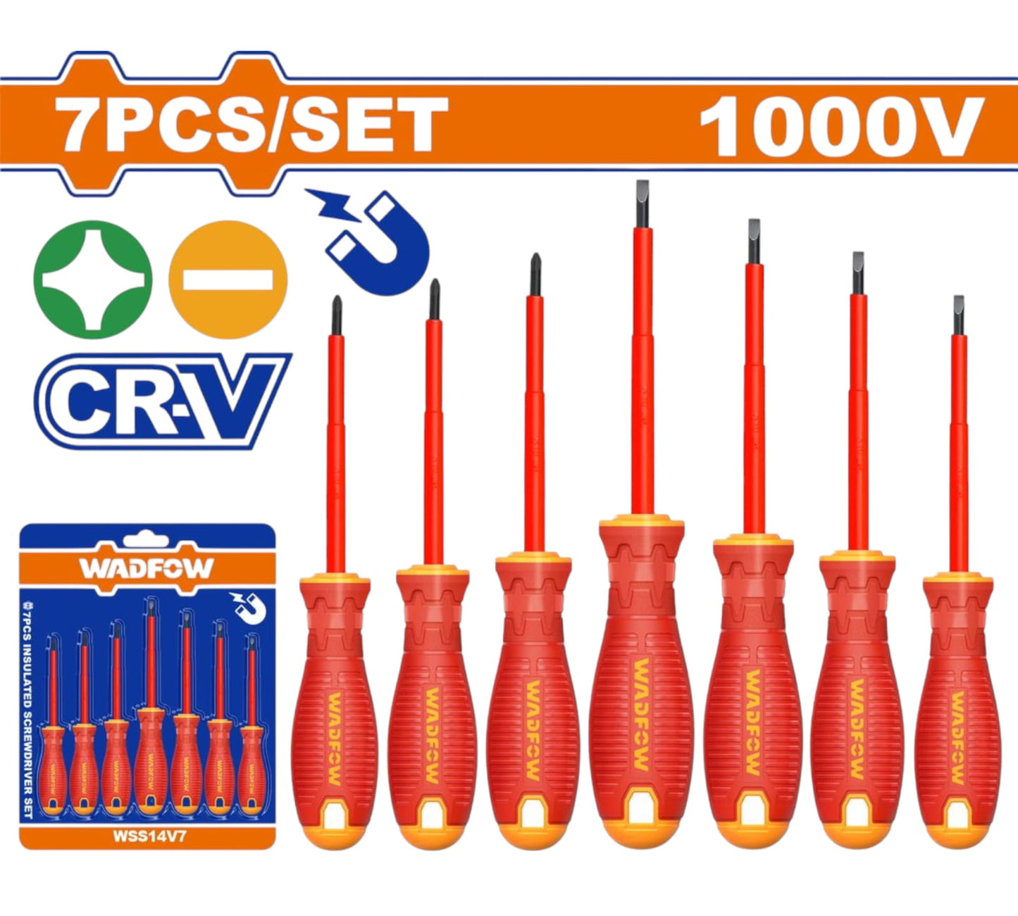 WSS7407 7 Pcs Insulated Screwdriver Set WADFOW